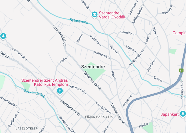 Map of Szentendre, Hungary