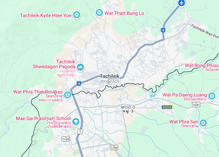 Map of Tachileik, Myanmar