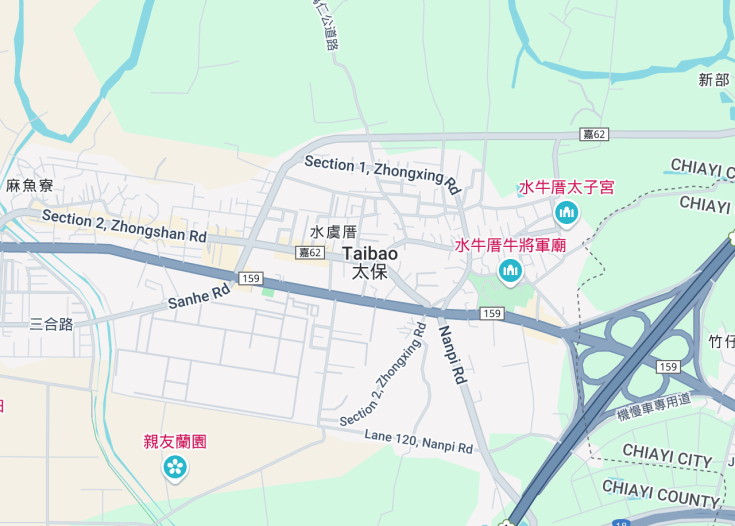 Map of Taibao, Taiwan