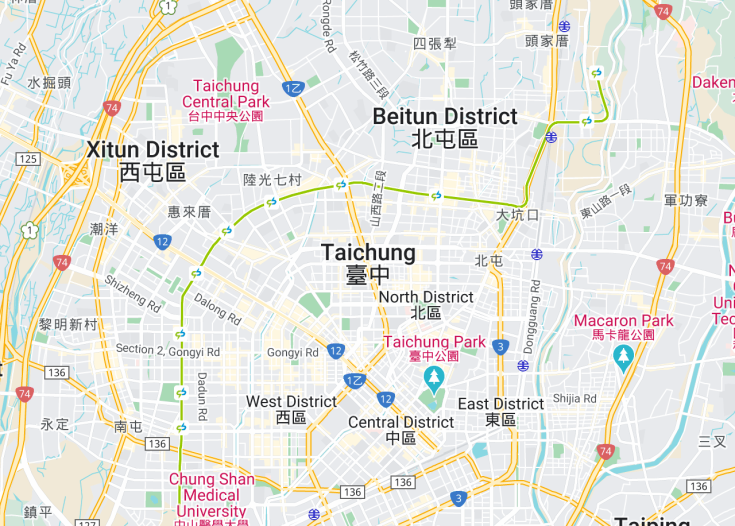 Map of Taichung, Taiwan