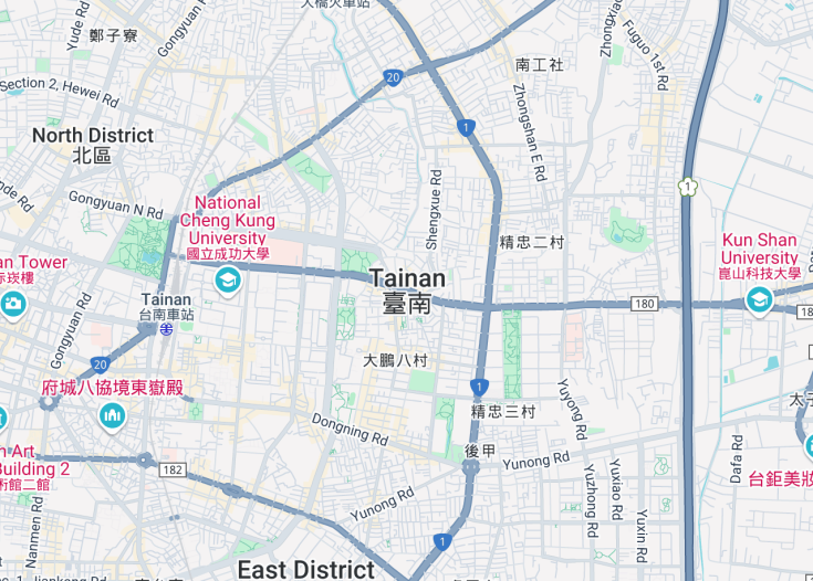 Map of Tainan, Taiwan