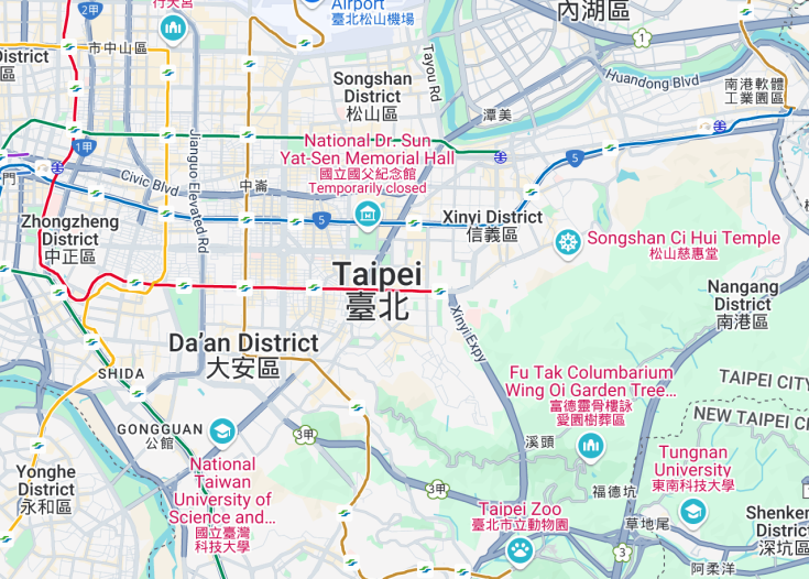 Map of Taipei, Taiwan