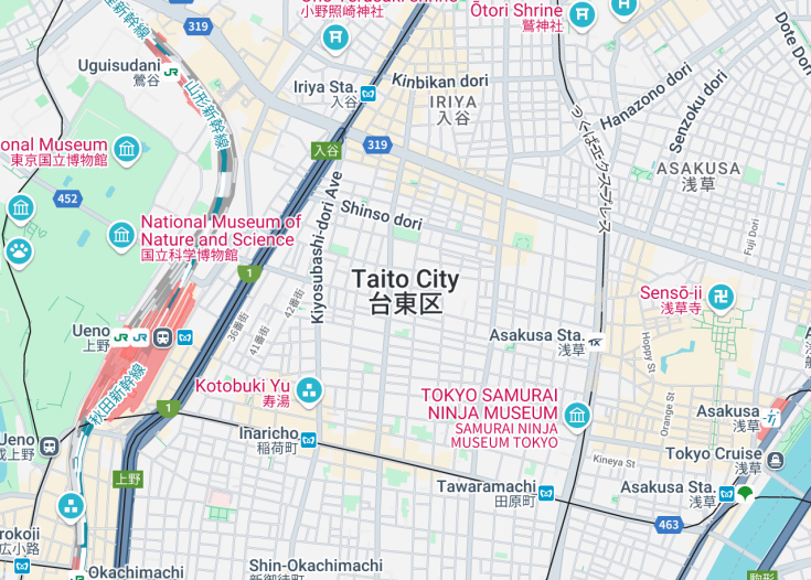 Map of Taito City, Japan