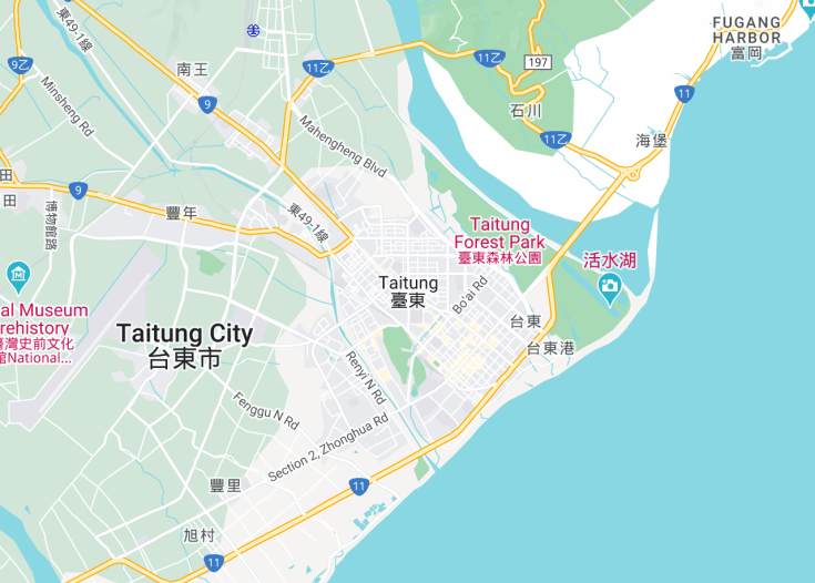 Map of Taitung, Taiwan