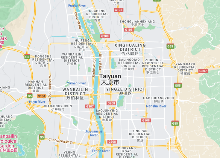 Map of Taiyuan, China