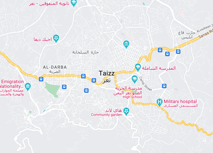 Map of Taiz, Yemen