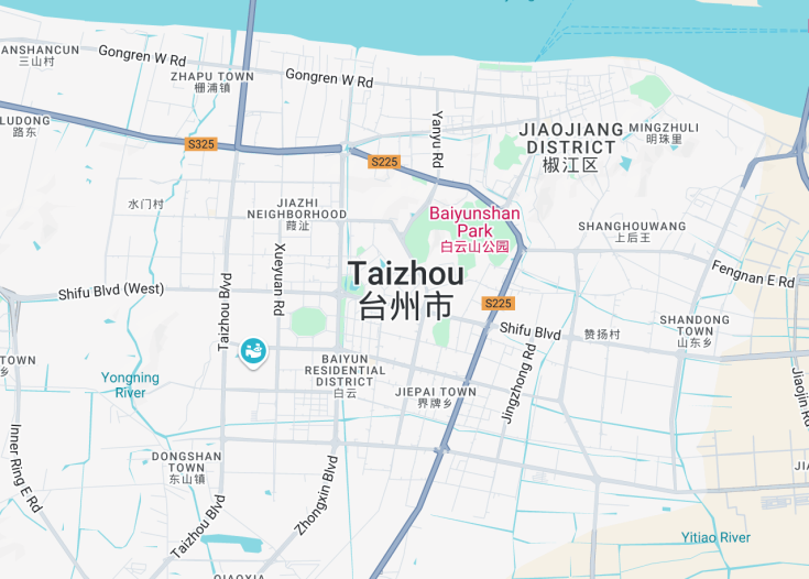 Map of Taizhou, China