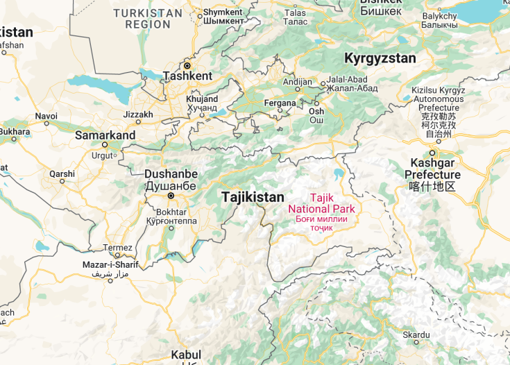 Map of Tajikistan, 