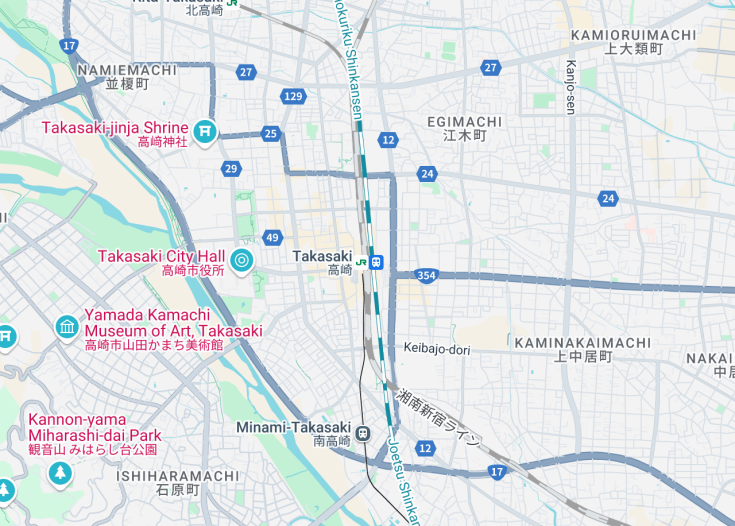 Map of Takasaki, Japan