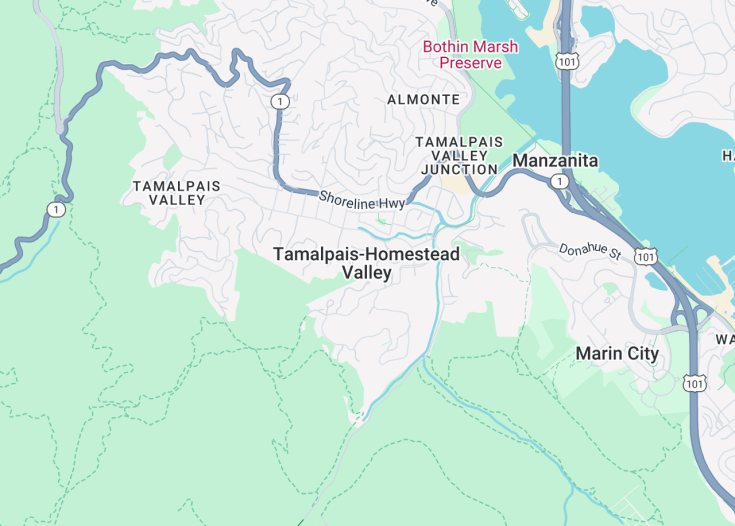 Map of Tamalpais-Homestead Valley, California (USA)