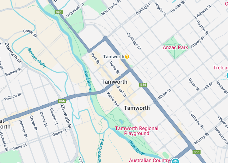 Map of Tamworth, Australia