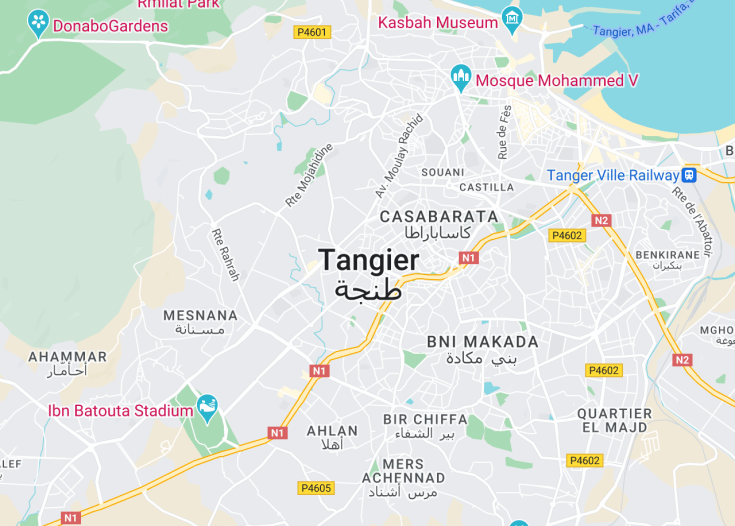 Map of Tangier, Morocco