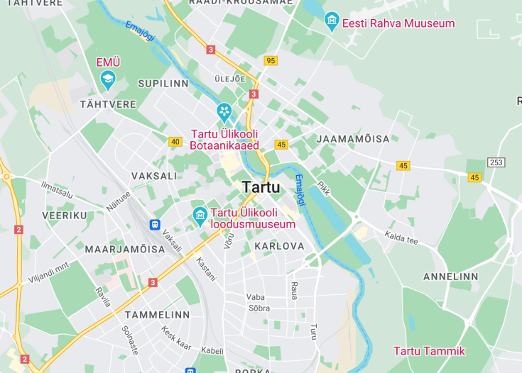 Map of Tartu, Estonia