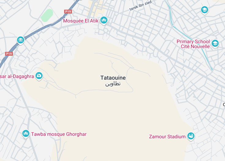 Map of Tataouine, Tunisia