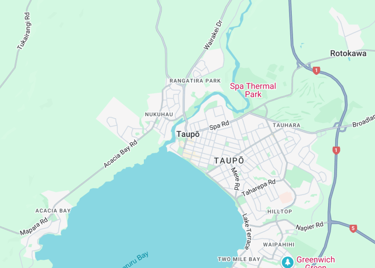 Map of Taupo, New Zealand