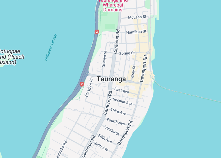 Map of Tauranga, New Zealand