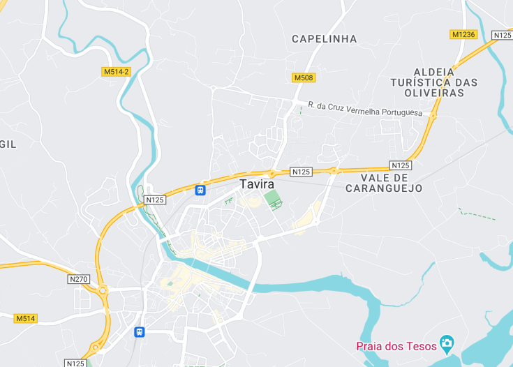 Map of Tavira, Portugal