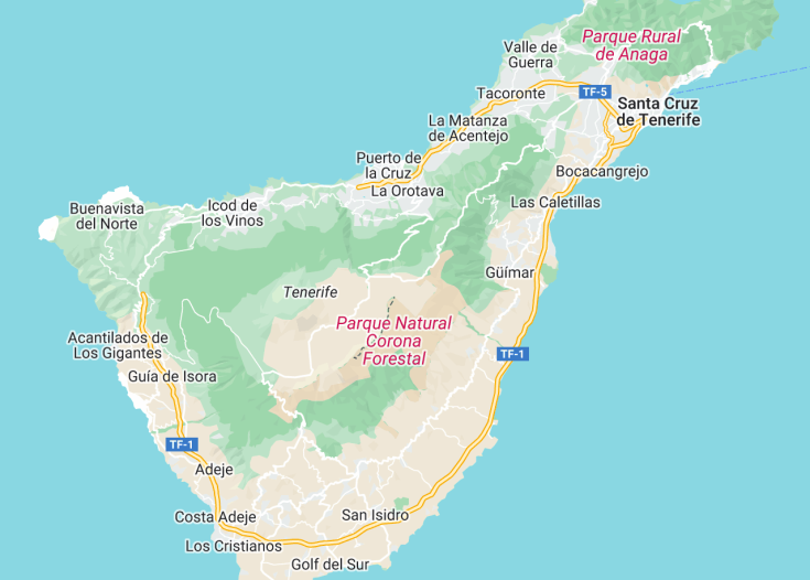 Map of Tenerife (Canaries, Spain), 