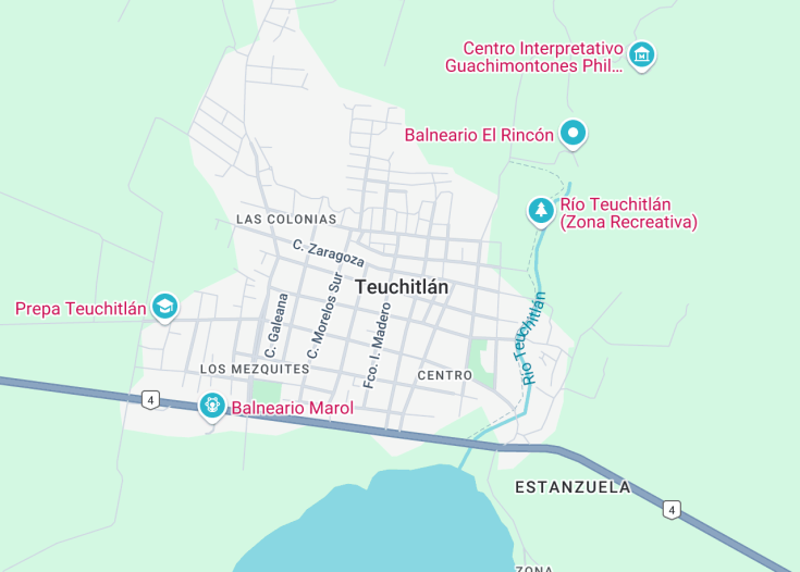 Map of Teuchitlán, Mexico