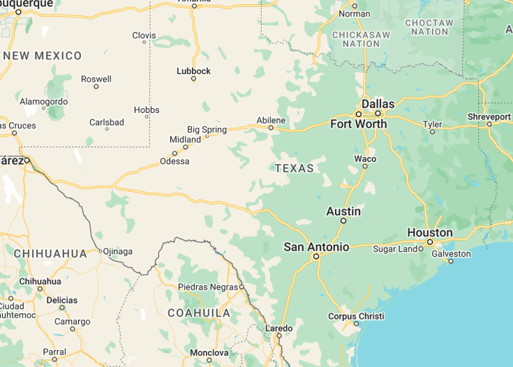 Map of Texas (USA), 