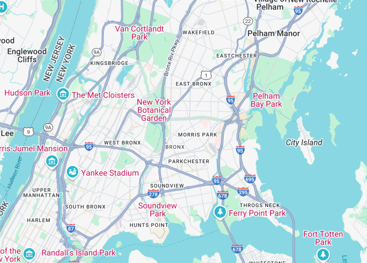 Map of The Bronx (New York City), New York State (USA)