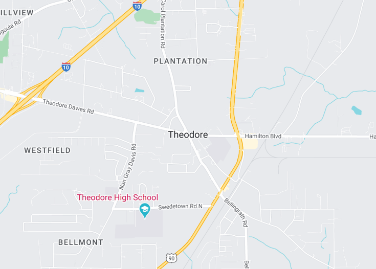 Map of Theodore, Alabama (USA)