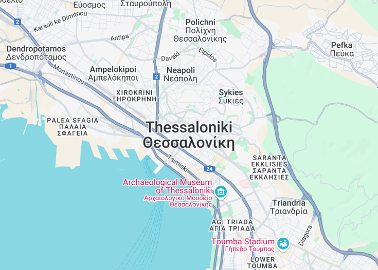 Map of Thessaloniki, Greece