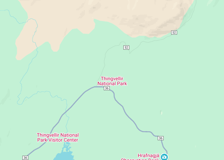 Map of Thingvellir National Park, Selfoss