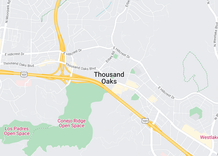 Map of Thousand Oaks, California (USA)