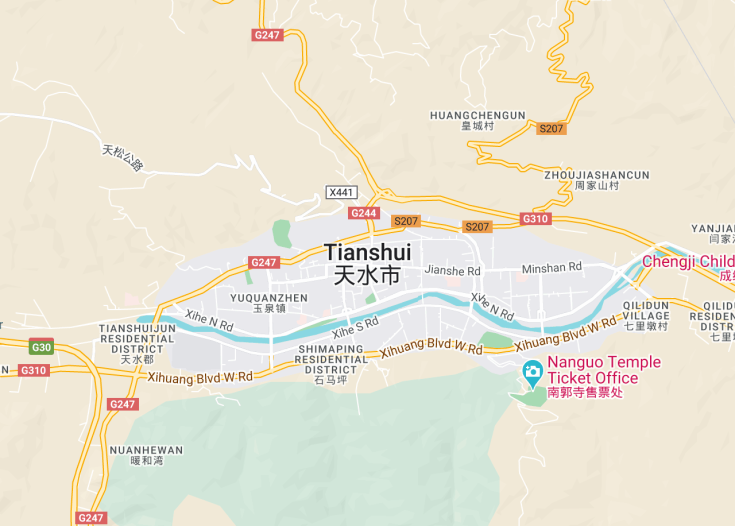 Map of Tianshui, China