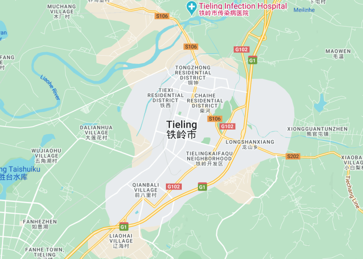 Map of Tieling, China