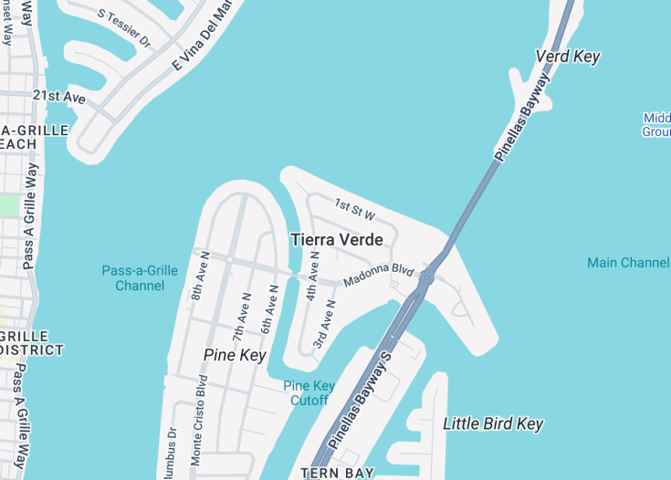 Map of Tierra Verde, Florida (USA)