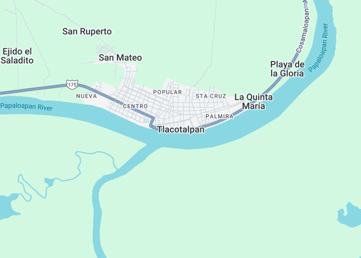 Map of Tlacotalpan, Mexico