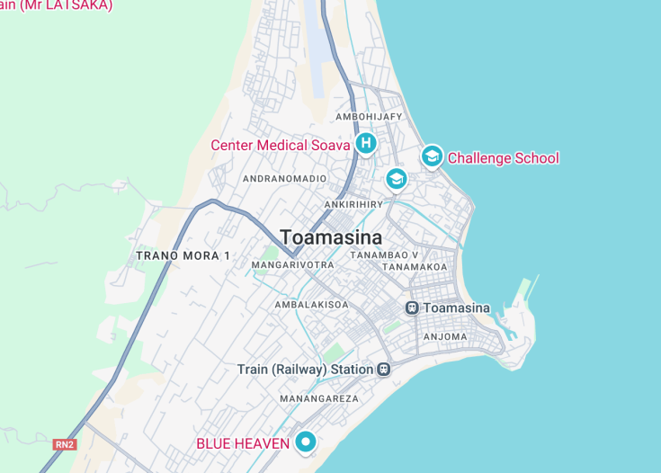 Map of Toamasina, Madagascar