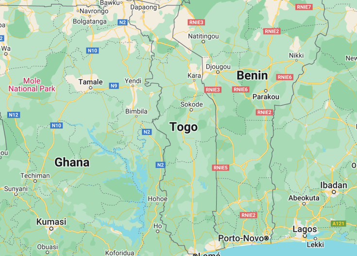 Map of Togo, 