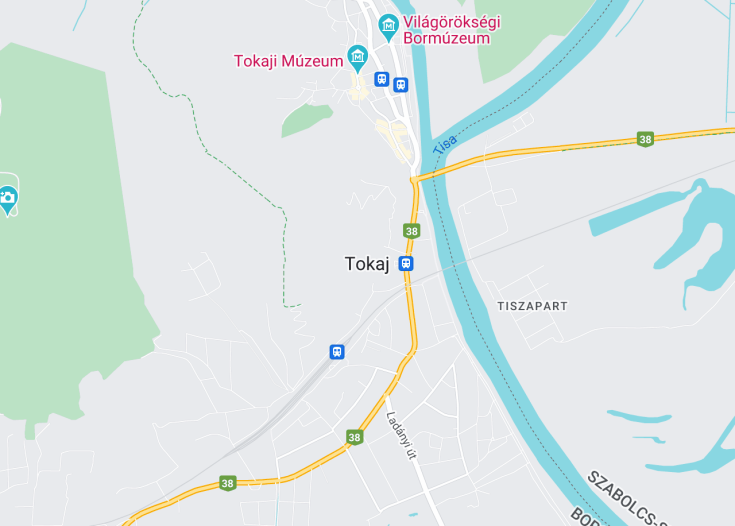 Map of Tokaj, Hungary