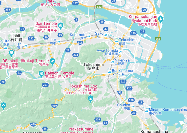 Map of Tokushima, Japan