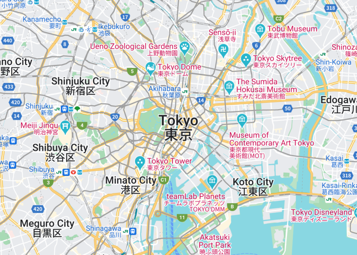 Map of Tokyo, Japan