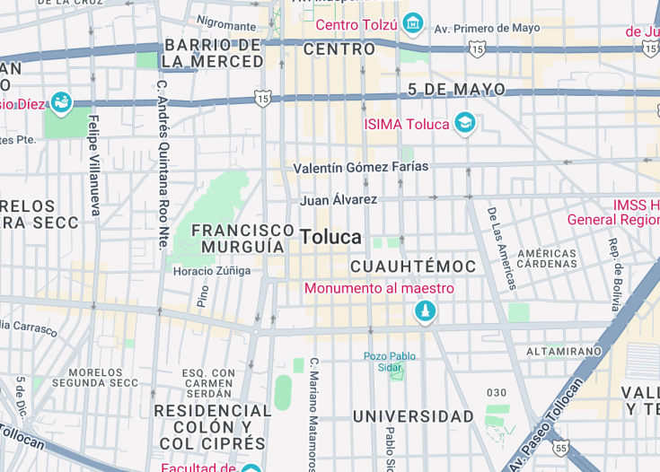 Map of Toluca, Mexico