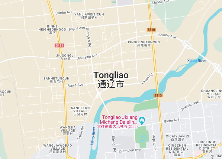 Map of Tongliao, China