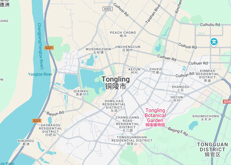 Map of Tongling, China