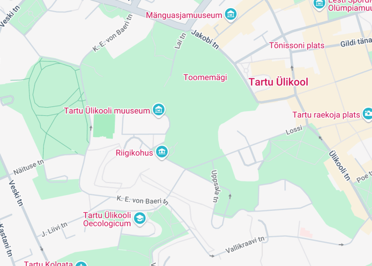 Map of Toome Hill Park (Toomemägi), Tartu