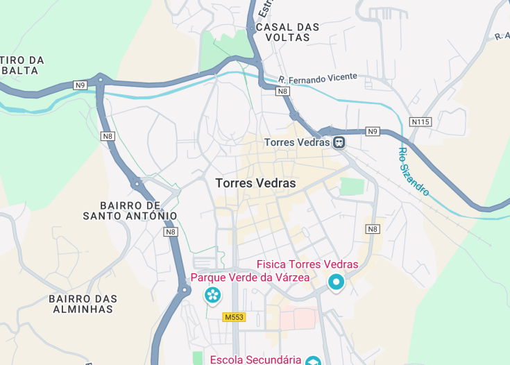 Map of Torres Vedras, Portugal