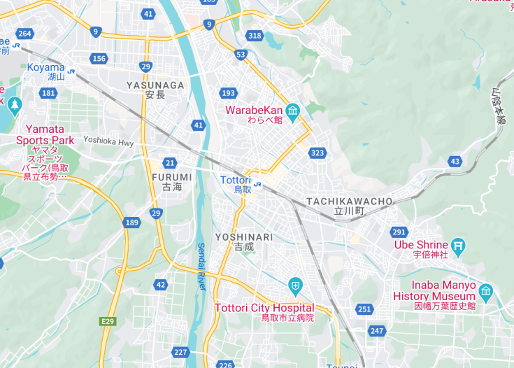 Map of Tottori, Japan