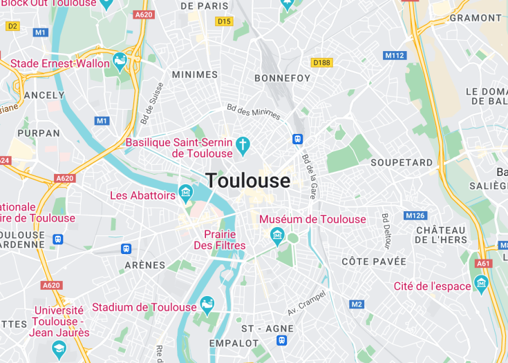 Map of Toulouse, France