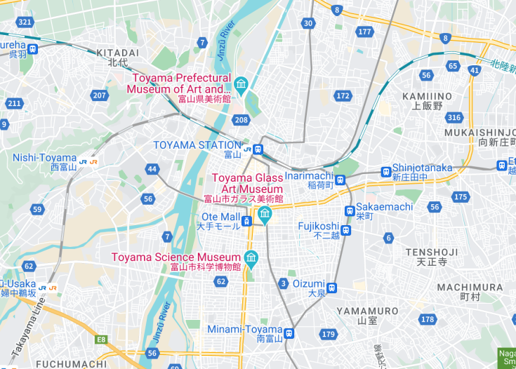 Map of Toyama, Japan