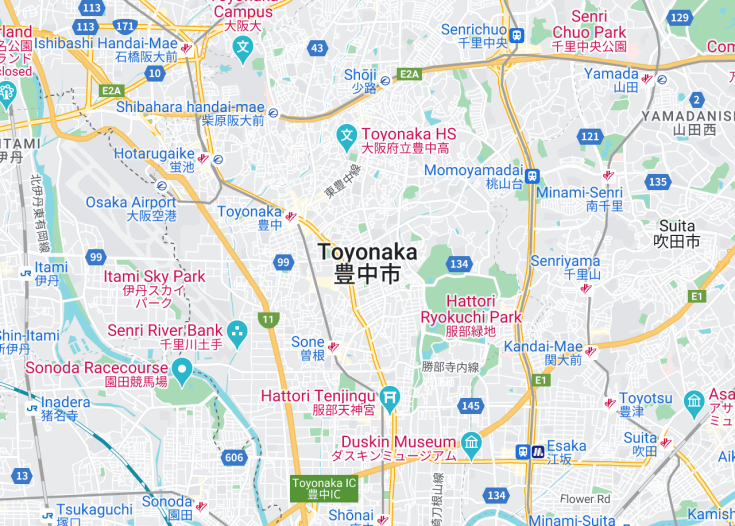 Map of Toyonaka, Japan