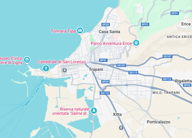 Map of Trapani, Italy