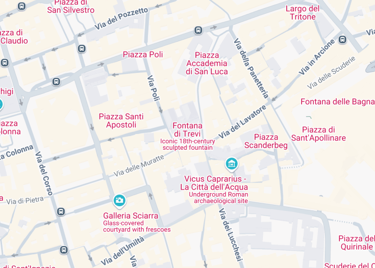 Map of Trevi fountain, Rome