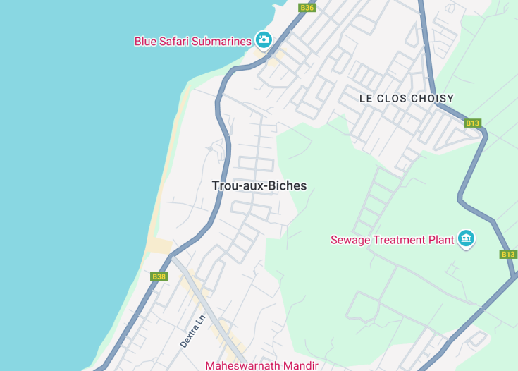 Map of Trou-aux-Biches, Mauritius